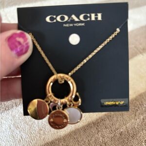 Coach Gold Necklace with Pink and Orange Accents